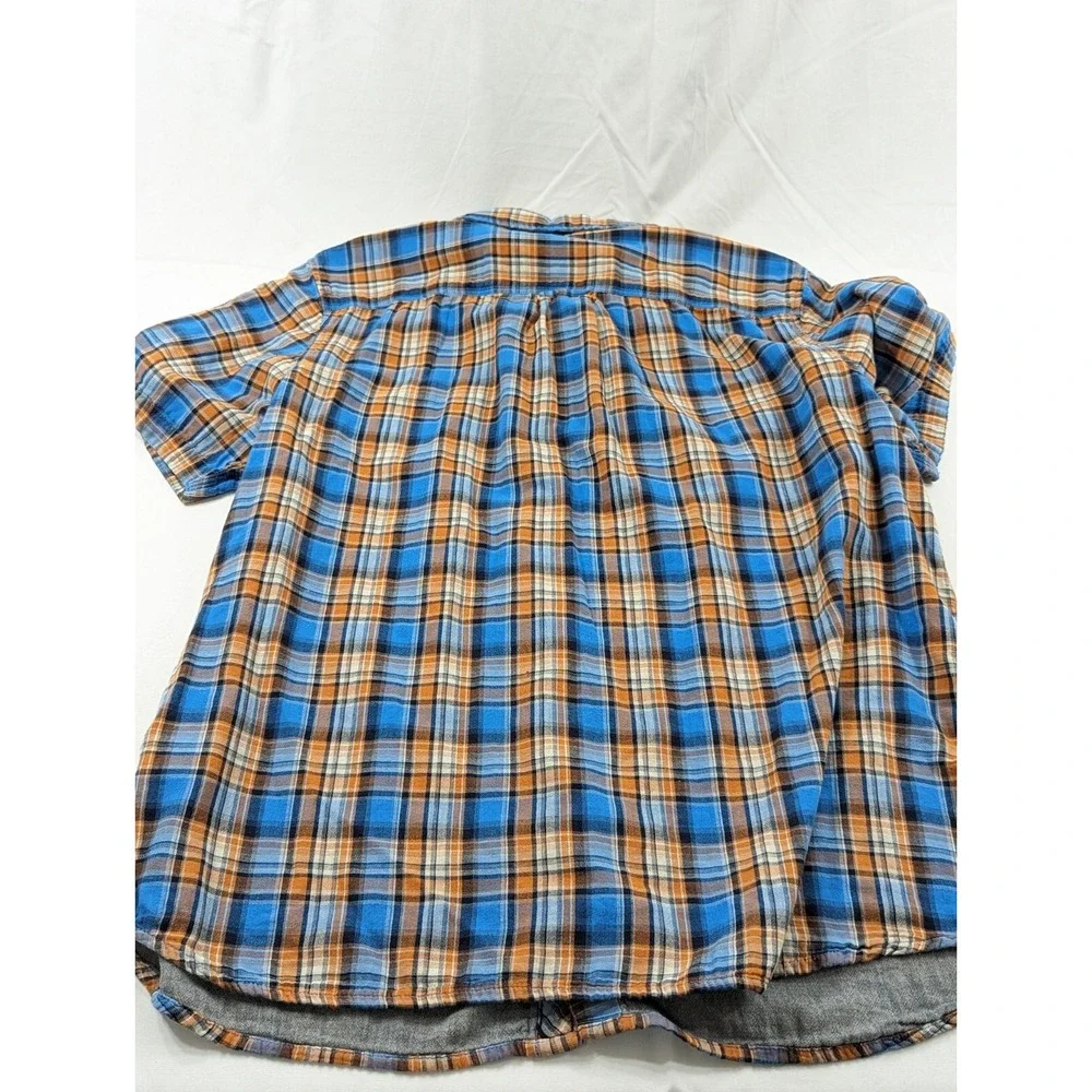 The North Face Cotton Short‎ Sleeve Plaid Hiking Outdoor Button Shirt Size 2XL
